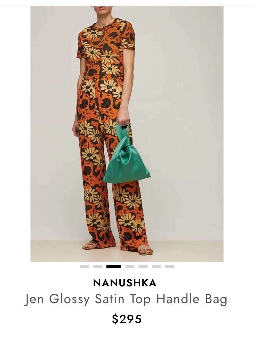 NANUSHKA Jen Glossy Satin Top Handle Bag Emerald NWT & Dustbag - Picture 3 of 7